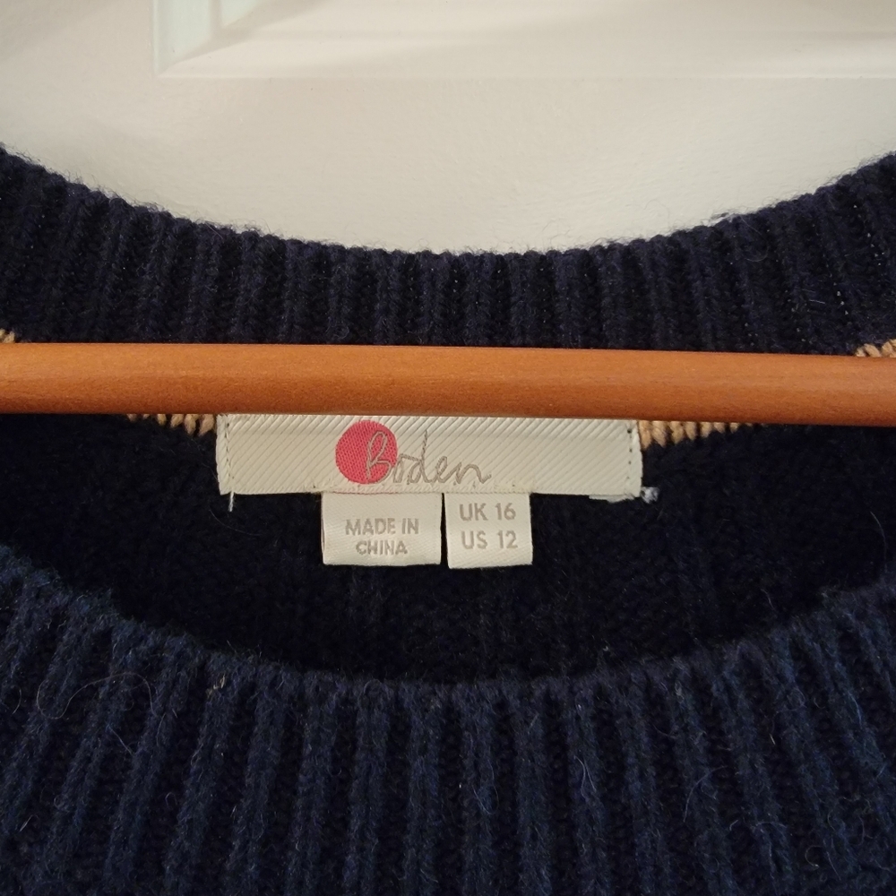 Boden Cynthia Navy Blue Cable Knit Sweater Long Sleeve Dress Size 12 - Picture 4 of 9